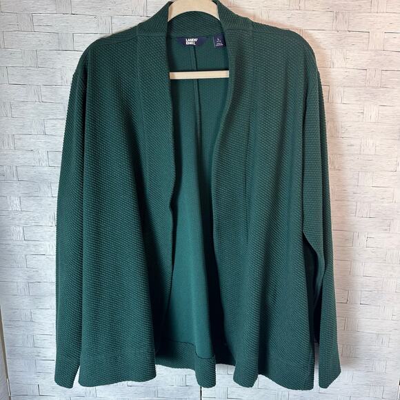 Land’s End women’s knit cardigan textured packets aqua coastal grandma plus size - Picture 1 of 9